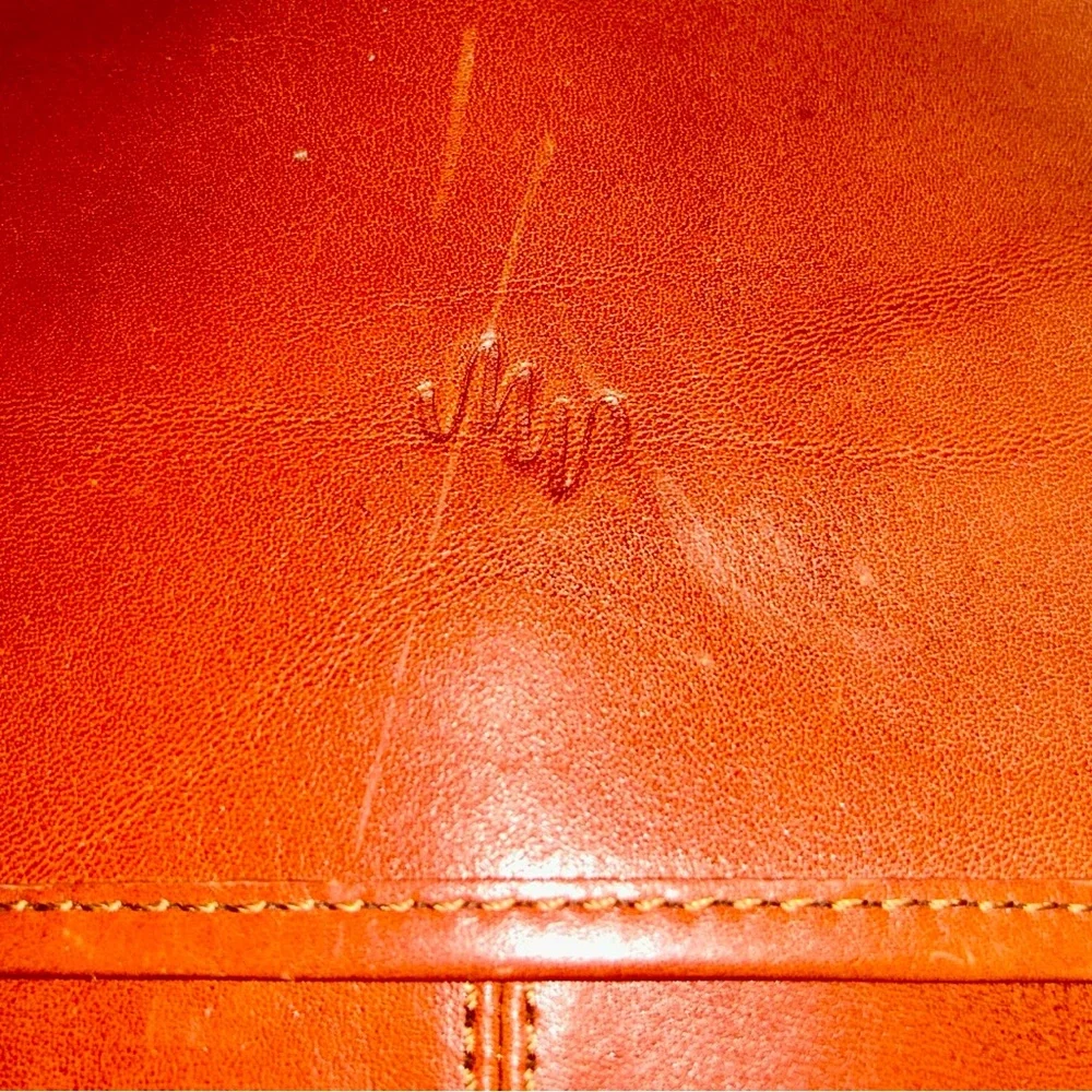 Nordstrom Monsac Travel Messenger Bag Briefcase Crossbody Caramel Leather VTG